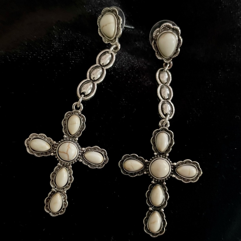 Cross dangling earrings